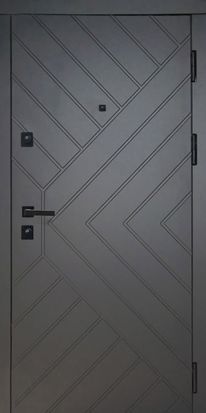 Двері вхідні HYGGE Apart 120 Diagonal антрацит, рама RAL 9005 пісок / білий супермат 860х2050 мм 2022 фото